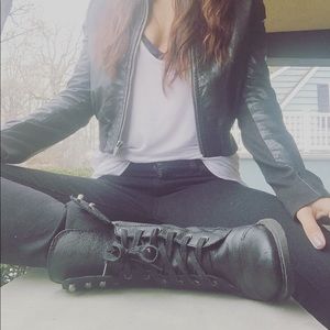 SAM EDELMAN COMBAT BOOTS / BLACK